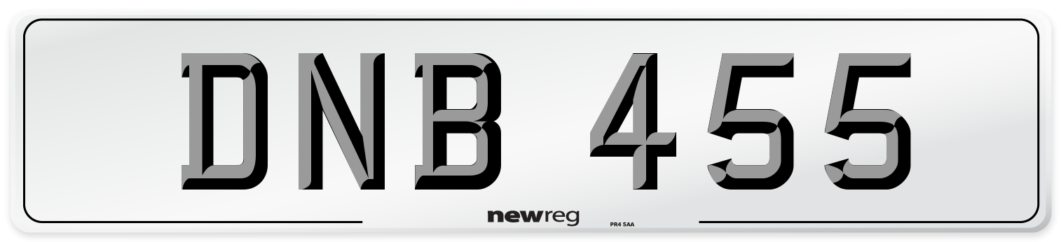 DNB 455 Number Plate from New Reg